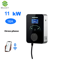Nuevo Cargador de Pared para Vehículos Eléctricos Eway Smart de 11KW con Enchufe Tipo 2, IP65, Pantalla LCD de 4.3 Pulgadas, Cable de 5 Metros, Protección RCD, Uso Doméstico/Comercial, 18 Meses de Garantía