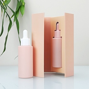 Unique 30 ml 20ml Hair Body Facial Oil Serum Bottle Pink Glass Dropper Bottle with <b>Box</b> <b>Flat</b> Shoulder Shaped - Product Image 3