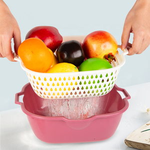 Gloway Household Double Layer Multi-Function Sink Strainer Food Washing Bowl Fruit Drain Basket Vegetable Plastic Drain Basket