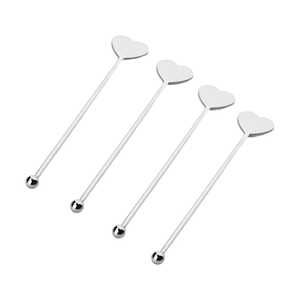 Bâtons de Swizzle en acier inoxydable personnalisés en forme de coeur de luxe accessoires de barre d'agitateur de café en métal personnalisés - Product Image 5