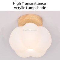 Plafonnier suspendu en bois et PE couleur crème avec LED 3500K blanc chaud, design moderne, alimentation CA pour couloir, entrée, passage, hall d'entrée