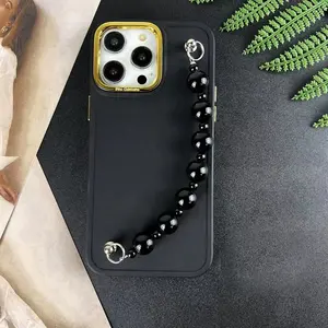 fancy high quality for huawei y5 y6 y7 y9 prime candy multi soft tpu ladies pearl colorful woman hand chain mobile phone case