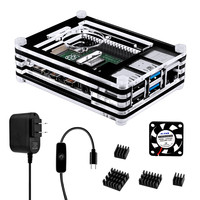 Funda acrílica de 9 capas para Raspberry Pi 4, carcasa transparente con ventilador de refrigeración, cubierta protectora para Raspberry Pi 4 Modelo B