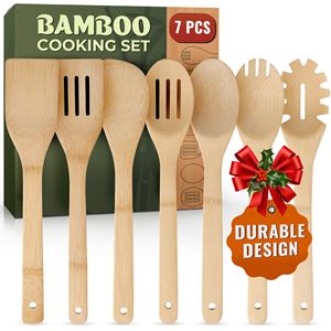 7 Pieces <b>Wooden</b> <b>Spoons</b> <b>Wooden</b> Utensil <b>Set</b> for Daily Use Bamboo <b>Wooden</b> Cooking Utensils Lightweight and Heat Resistant - Product Image 1