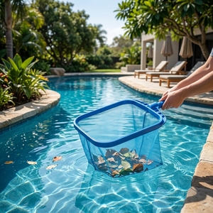 LanVol Épuisette <span class=keywords><strong>de</strong></span> <span class=keywords><strong>piscine</strong></span> renforcée à double pince, avec cadre robuste et sac extra profond, pour une maintenance efficace <span class=keywords><strong>de</strong></span> la <span class=keywords><strong>piscine</strong></span> - Product Image 1