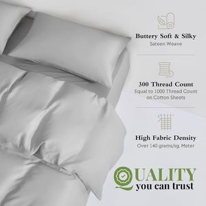 Set di 3 Federe Rinfrescanti per Letto <span class=keywords><strong>Matrimoniale</strong></span> Grande, 100% Fibra di Bambù, <span class=keywords><strong>Copripiumino</strong></span> Adesivo Liscio come <span class=keywords><strong>Seta</strong></span>, Morbido e Traspirante con Cerniera per la Casa - Product Image 4