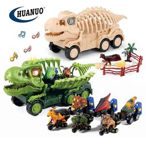 HUANUO Ensemble de jouets de camion squelette de dinosaure acousto-optique Jouets de voiture de dinosaure à éjection pour garçons - Product Image 1