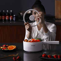 Casserole électrique tout-en-un 1,5 L, poêle multifonction, marmite de cuisson portable, pot électrique, hot pot électrique pour la maison, le dortoir, le bureau.