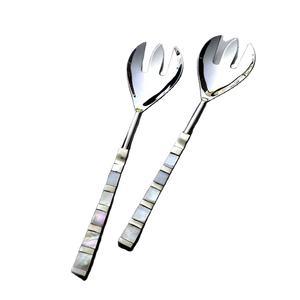 Nouveau prix bon marché ustensile de service en acier inoxydable service de nourriture en acier inoxydable argent poli miroir manche de vadrouille ensemble de service à salade - Product Image 1