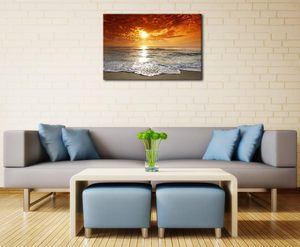 <span class=keywords><strong>Stampe</strong></span> <span class=keywords><strong>su</strong></span> <span class=keywords><strong>Tela</strong></span> Arte Marina Wieco, Quadri Incorniciati e Tese - Arte Murale Moderna con Paesaggio Marino al Tramonto per Soggiorno, Camera da Letto e Casa - Product Image 3