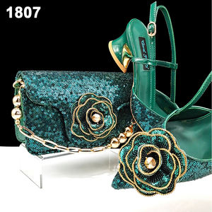 Ensemble chaussures et sacs pour femmes Bestway, dernière mode, sequins floraux 3D, style italien, en cuir PU assorti - Product Image 4