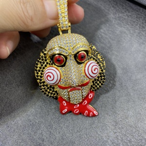 69 colgante de <span class=keywords><strong>payaso</strong></span> de sierra de gran tamaño, collar con colgante de muñeca aterradora de motosierra, joyería de Hop Hip, collar para hombre - Product Image 4