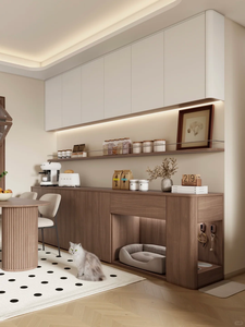 Muebles de Cocina y Comedor de Madera Natural con Estética Cremosa |   El <span class=keywords><strong>Idealista</strong></span> que oculta un escondite para gatos en el armario - Product Image 2