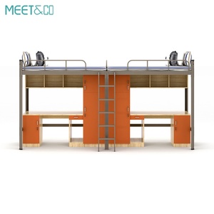 Lit superposé en métal taille double avec bureau, étagères de rangement, échelles latérales et caractéristiques de sécurité améliorées pour l'école, la chambre et l'hôtel - Vente chaude - Product Image 6