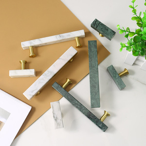 Brass Stone Furniture Handles Marble Wardrobe <strong>Knob</strong> Drawer Pulls Cabinet Dresser Handle Kitchen <strong>Bedroom</strong> Bathroom <strong>Door</strong> Hardware - Product Image 2