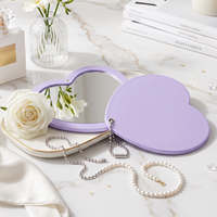 Miroir de maquillage compact portable avec logo personnalisé OEM d'usine, miroir coulissant en forme de cœur, porte-clés