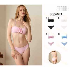 Costume da bagno bikini a triangolo da donna, due pezzi, estivo, da spiaggia, con reggiseno all'americana e slip a vita alta con laccetti laterali, nuovo, all'ingrosso SQ66083 - Product Image 1