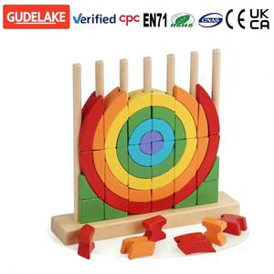 Bloques de Construcción Circulares de Madera Educativos, Juguetes de Anillos Circulares 3D, Juego Geométrico - Product Image 1