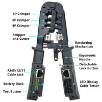 Cortador de alambre modular multifunción de acero 468ST RJ11/RJ12/RJ45 6P/8P herramienta de prensado con probador Pelacables Ethernet