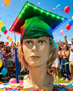 Chapeaux de graduation universitaires DAMAI à LED avec pompons fluorescents et éclairage à piles pour les fêtes - Product Image 4