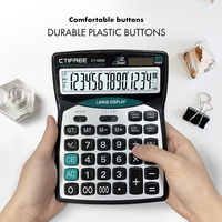 Calculatrice de bureau multifonctionnelle de haute qualité CTIFREE Ct9300 à 14 chiffres, certifiée CE, RoHS, FCC, avec batterie, en plastique noir