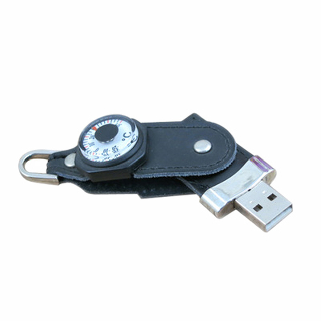 High Speed Compass Shape Swivel Leather USB Flash Drive Custom Logo USB 2.0 8GB 16GB 32GB Free Custom Logo Usb Flash Disk