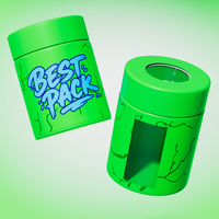 Pot en plastique transparent avec couvercle loupe CR, anti-odeur et à l'épreuve des enfants, 2oz 3oz 4oz, pour le stockage d'herbes, de fleurs, de médicaments et usage domestique