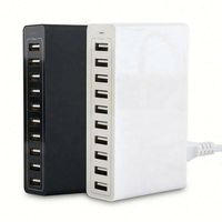 Adaptateur secteur intelligent à 10 ports, chargeur mural USB 50W 10A pour téléphone et tablette