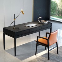Bureau minimaliste de style italien moderne MOVVON T143 pour la maison et le bureau avec rangement en chêne noir