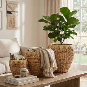 Cesta de Almacenamiento Tejida de Jacinto de Agua Premium, Maceta de Mimbre Natural Hecha a Mano, Precio de Fábrica - Product Image 1