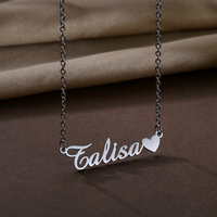 Vente en Gros de Bijoux Lettre Pendentif en Argent Personnalisé en Acier Inoxydable Collier de Plaque de Nom en Or Personnalisé