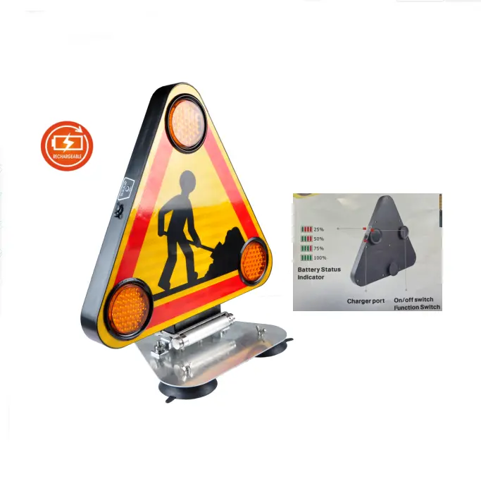 Portable trafic sécurité routière Triangle Signal Rechargeable voiture Double taille d'urgence clignotant LED Triangle d'avertissement