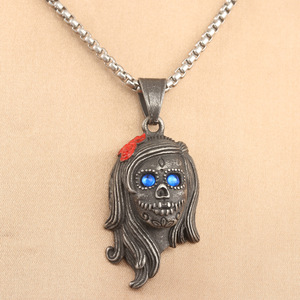 Collar Unisex de Estilo Europeo Americano con Colgante de Calavera de Acero Inoxidable, Estilo Punk Retro 231059 - Product Image 4