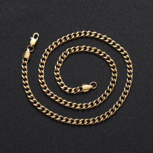 Cadena Cubana Pulida de 5 mm, Chapada al Vacío en Acero Inoxidable 18k, Cadena Cubana Pulida Estilo Hip-Hop, Moda Tanjing - Product Image 3