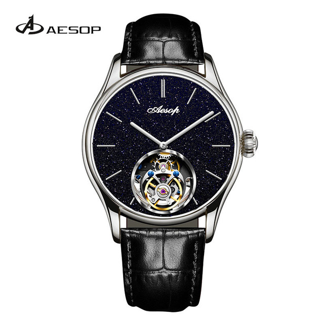Aesop Men's Mechanical Watch Synthetic Sapphire Mirror Star Stone Dial Mechanical Watch Tourbillon Mechanical Watch