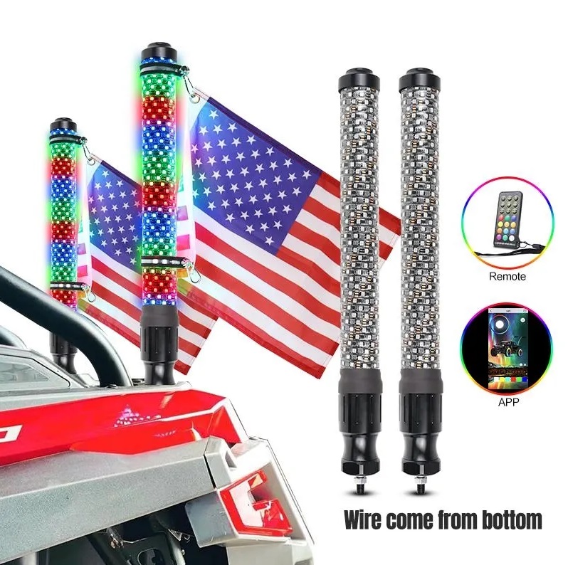 Пульт RGB Sprial Flashing Antena, 1 фут, 2 фута, 3 фута, 2 дюйма, диаметр 2 дюйма, жировая трубка, светодиодный хлыст для Polaris RZR UTV