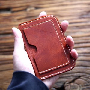 Vintage Handmade Ultra-thin Card Holder Unisex Vegetable-tanned Leather Small Wallet Genuine Leather Card Clip Multi-functional - Product Image 4