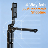 Trépied R16 4-en-1 de 1,7 m avec stabilisation d'image 3 axes, lumière intégrée, perche à selfie extensible pour téléphone portable et support de prise de vue panoramique