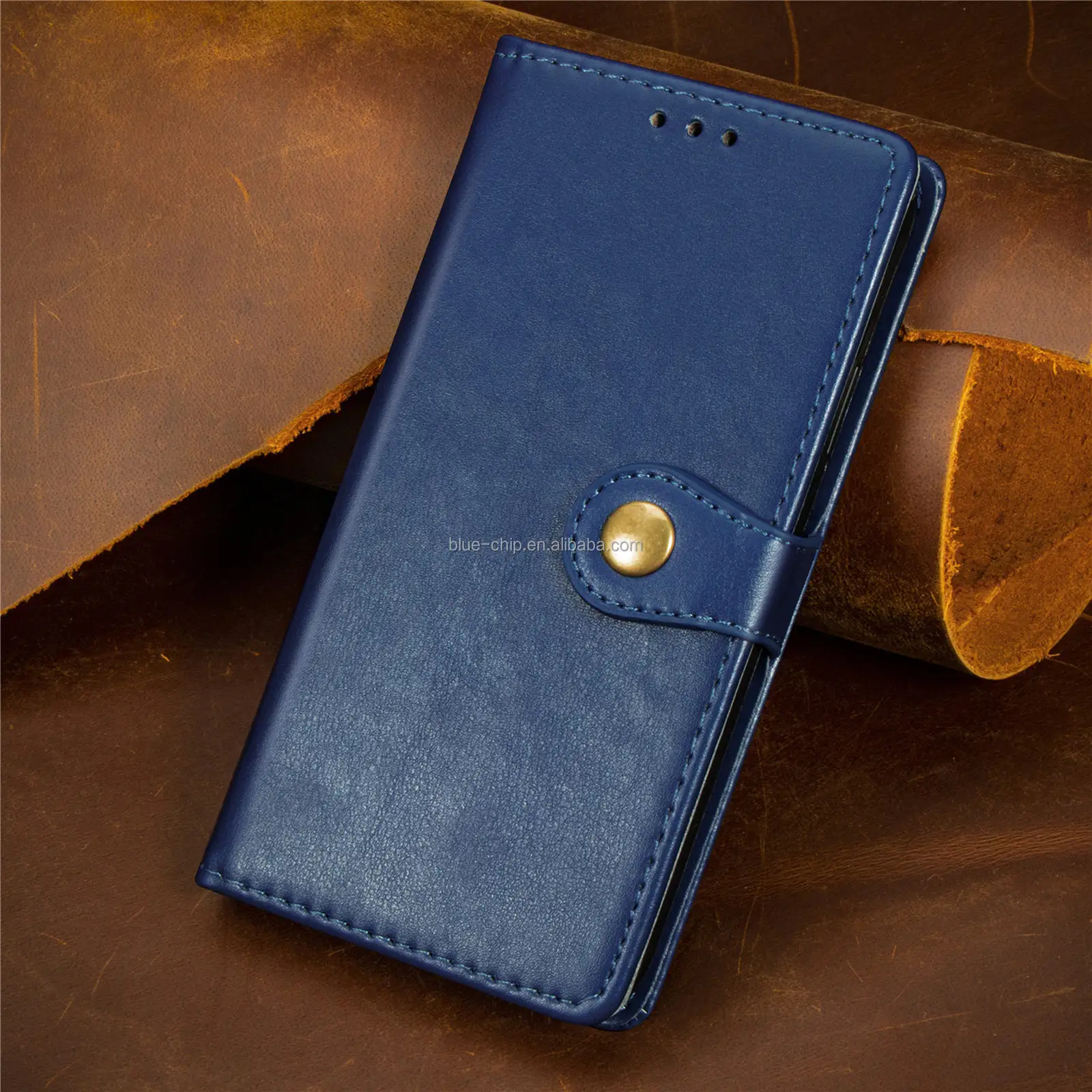 Blue Pu + Tpu Lead Leather Rugged Personalized Smartphone Phone Case And Covers For Xiaomi 14 Pro With Card Holder
