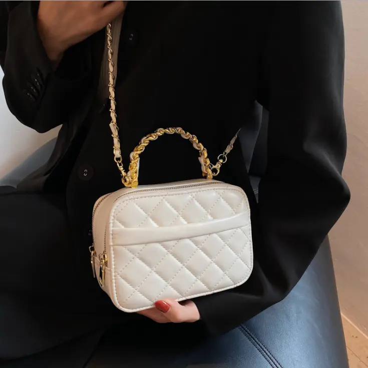 Hohe qualität mode stepp pu handtaschen für mädchen frauen hand tasche kosmetik taschen 2021