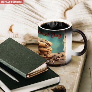 Frosted Black 11oz <b>Ceramic</b> Mug Heat Activated Color Changing Drinking <b>Cup</b> For Friend Gathering Party - Product Image 3