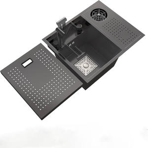 Lavello Nero Nano con Lavabicchieri per Bar Caffè Hotel Fornitore di Lavelli da Cucina Lavello Intelligente con Copertura - Product Image 1