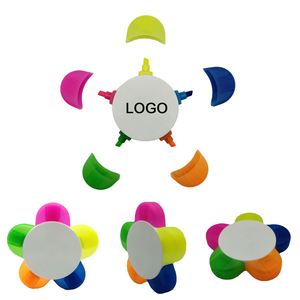 Custom Logo Printed 5 in 1 <b>Multi</b> Colors Highlighter 5 <b>Color</b> Flower Shape Daisy Highlighter <b>Pen</b> - Product Image 2