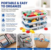 Étuis rigides transparents en PET avec fermeture éclair, pochettes transparentes à double fermeture éclair, ensemble de 3 pièces, organisateur portable pour voyages et rangement de jouets