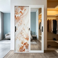 Armoire en métal moderne de luxe à 2 portes avec miroir et motif floral