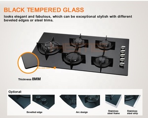 8mm Tempered Glass 5 Burner Cooker <b>Stove</b> Home Kitchen Appliances Built-In Gas With CE Approval - Product Image 5