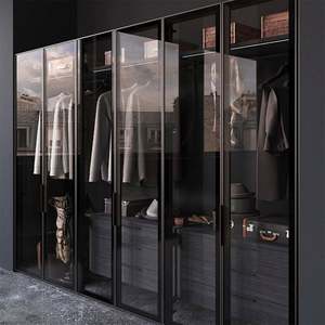 Wooden Glass <b>Door</b> <b>Wardrobe</b> Classic Modern Luxury Closet Storage <b>Wardrobe</b> High Quality Wooden Furniture Closet - Product Image 5