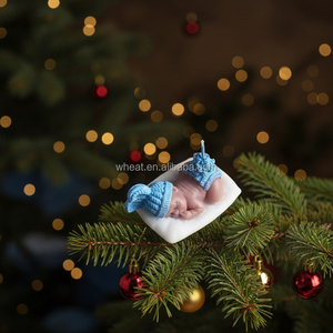 Cadeaux populaires pour mariage, souvenirs personnalisés avec logo, <span class=keywords><strong>bougie</strong></span> en forme de bébé endormi de couleur bleue pour cadeaux de fête de naissance - Product Image 5