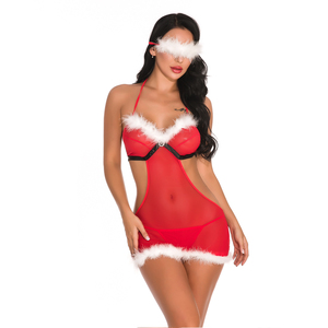 <span class=keywords><strong>Lingerie</strong></span> de nuit sexy transparente en résille rouge pour femme, tenue de nuit sexy pour <span class=keywords><strong>Noël</strong></span> - Product Image 4