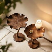 Table d'appoint en bois en forme de feuille de lotus, table d'angle de style chinois pour salon